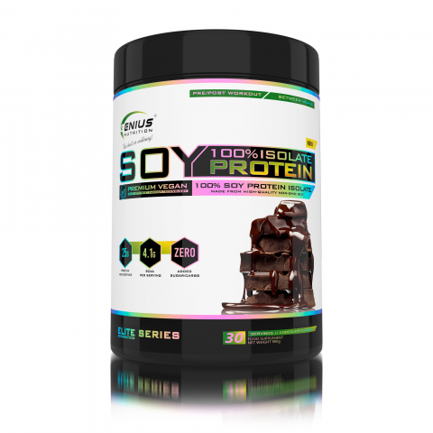 Proteina vegana - Proteina vegetala din soia, Genius Nutrition, Soy Protein Isolate, 900 de grame, pudra proteica