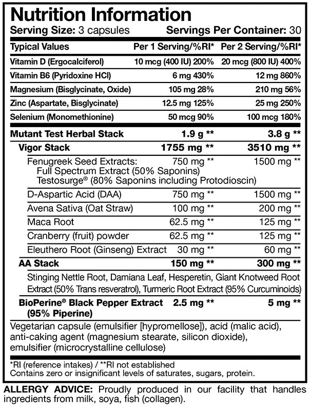 Stimulator hormonal, Mutant, Mutant Test, 90 de capsule [1]