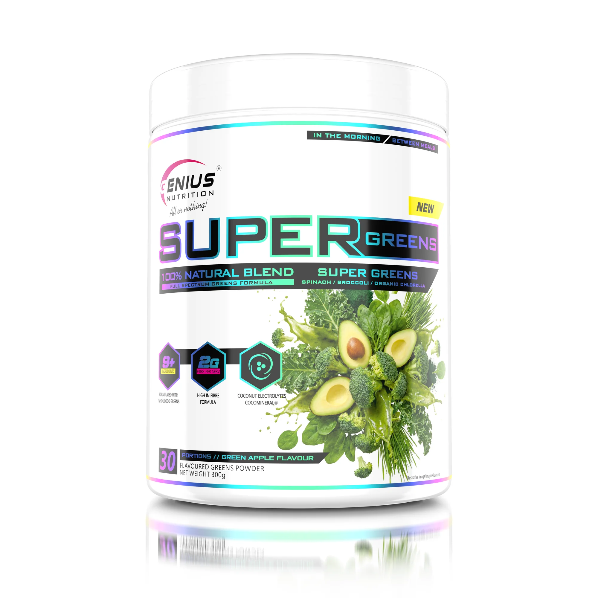 Sanatate & Wellness - Super aliment, Genius Nutrition, Super Greens, 300 de grame, pudra