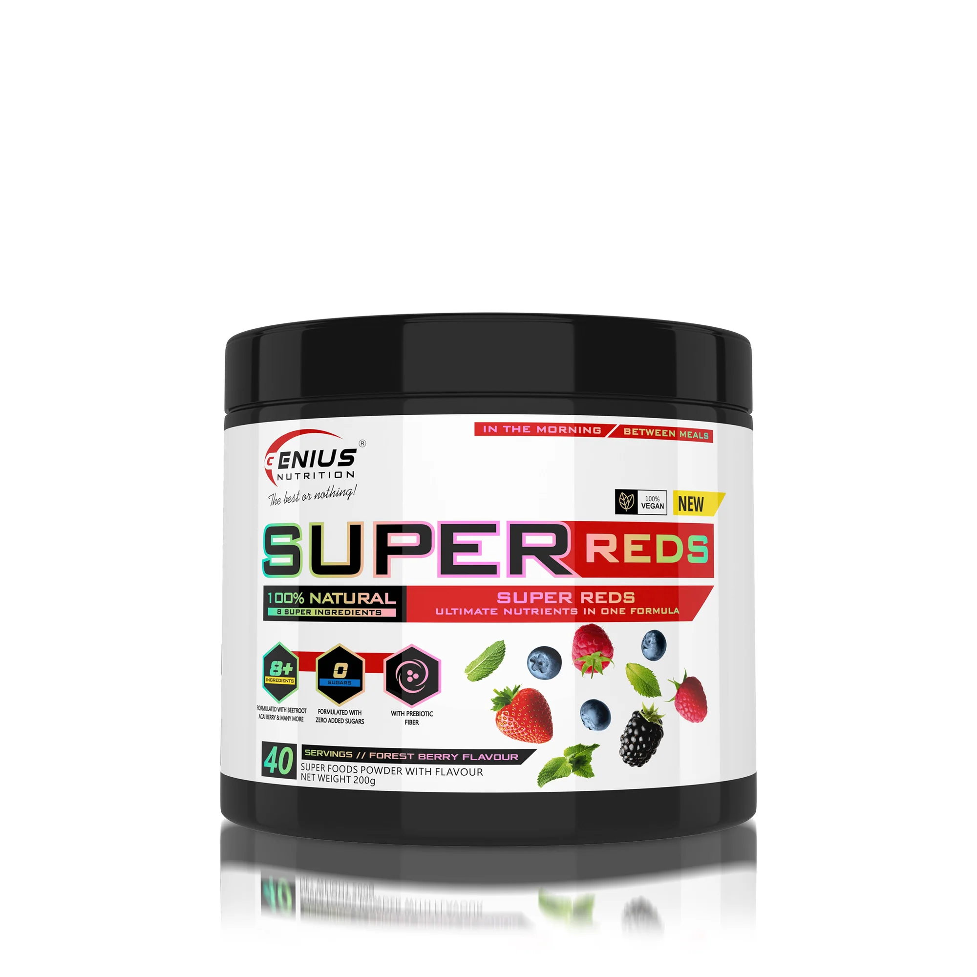 Energie si hidratare - Super aliment, Genius Nutrition, Super Reds, 200 de grame, pudra