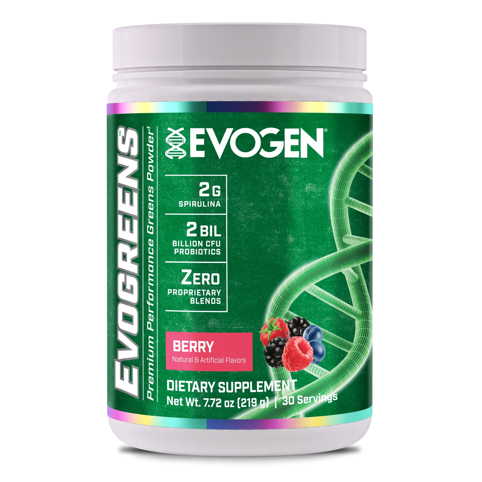 Super aliment mix din fructe, vegetale si probiotice, Evogen, EvoGreens, 219 grame, pudra [0]