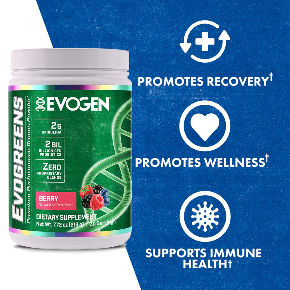 Super aliment mix din fructe, vegetale si probiotice, Evogen, EvoGreens, 219 grame, pudra [2]