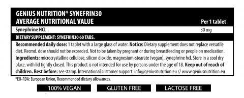Termogenic, Genius Nutrition, Synefrin 30, 60 de tablete [1]