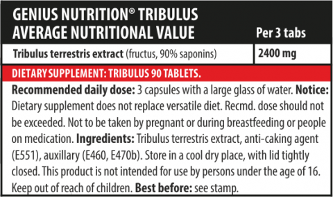 Optimizator testosteron, Genius Nutrition, Tribulus, 90 de tablete [1]