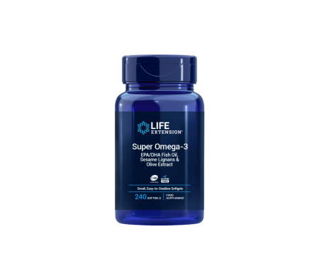 Omega 3 - Ulei de peste Omega 3 + extract de susan si masline, Life Extension, Super Omega-3 EPA/DHA Fish Oil, Sesame Lignans & Olive Extract, 240 de capsule moi