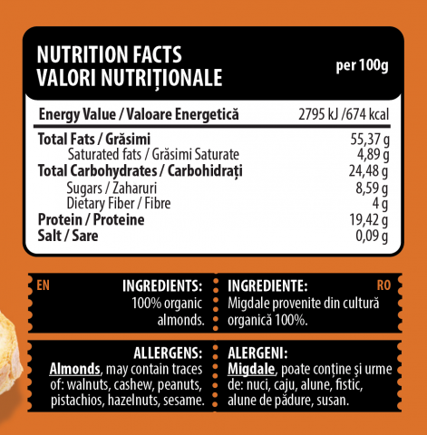 Unt de migdale bio, Genius Nutrition, Almond butter, borcan de 250 de grame [1]