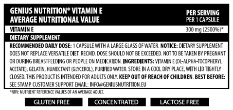 Vitamina E, Genius Nutrition, 60 de capsule cu lichid [1]