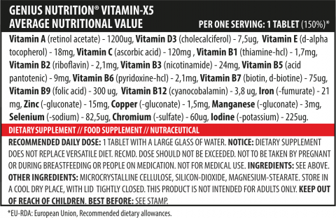 Complex de vitamine, Genius Nutrition, Vitamin-X5, 120 de tablete [1]