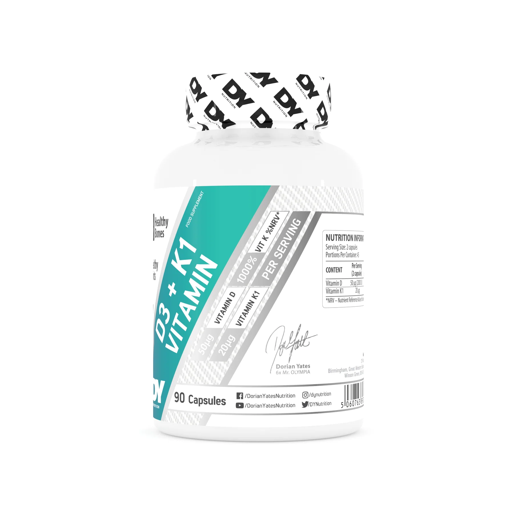 Vitamina D3 + K2, DY Nutrition, 30 de capsule [1]