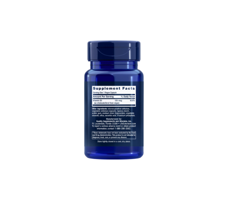 Vitamina D3, Life Extention, Vegan Vitamin D3 125mcg 5000IU, 60 de capsule [1]