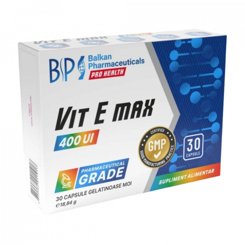 Sanatate generala - Vitamina E, Balkan Pharmaceuticals, Vit E Max 400UI, 30 de capsule moi