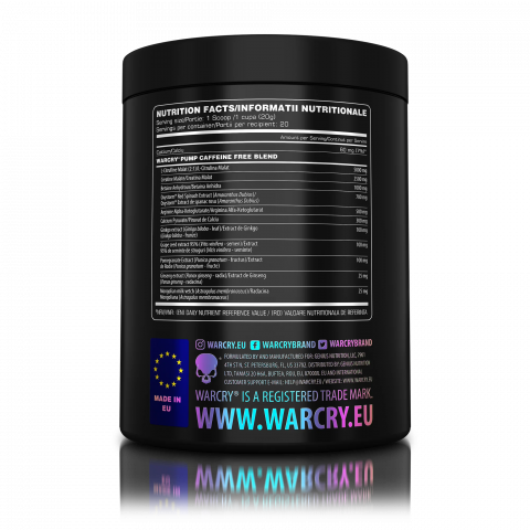 Pre-workout fara cofeina, Genius Nutrition, Warcry Pump, 400 de grame, pudra [2]