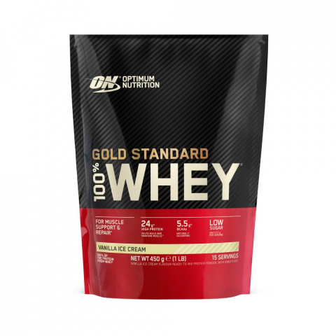 Proteina - Proteina din zer, Optimum Nutrition, 100% Whey Gold Standard,450 de grame, pudra proteica