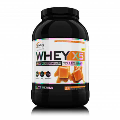Proteina - Concentrat proteic, Genius Nutrition, Whey-X5, 900 de grame, pudra proteica