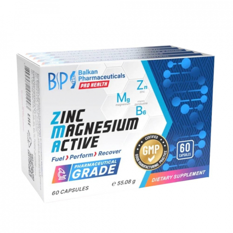 Magneziu - Zinc + Magneziu, Balkan Pharmaceuticals, Zinc Magnesium Active, 60 de capsule