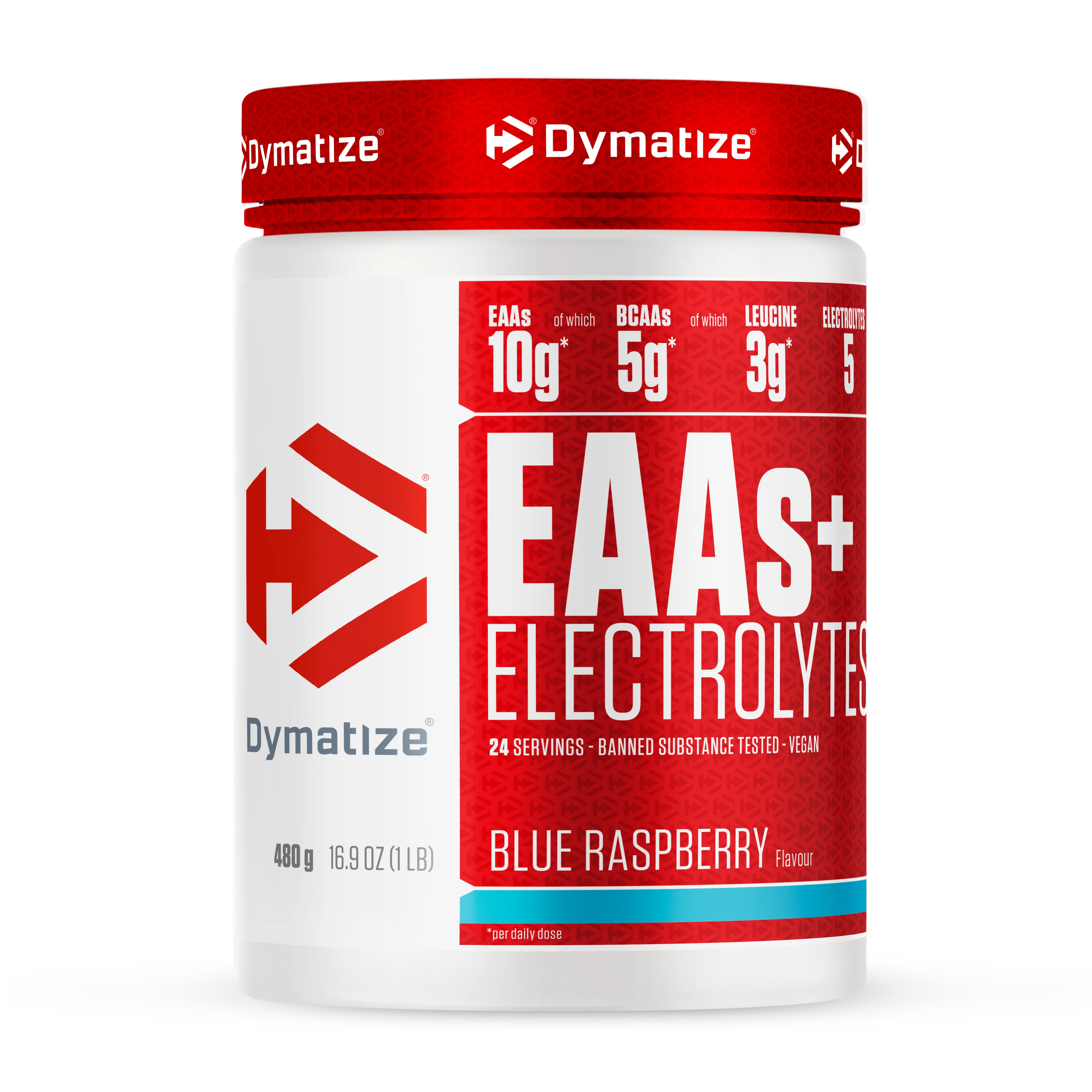 Aminoacizi esentiali + Electroliti, Dymatize, EAAs+Electrolytes, 24 de portii, 480 de grame, pudra Blue Raspberry