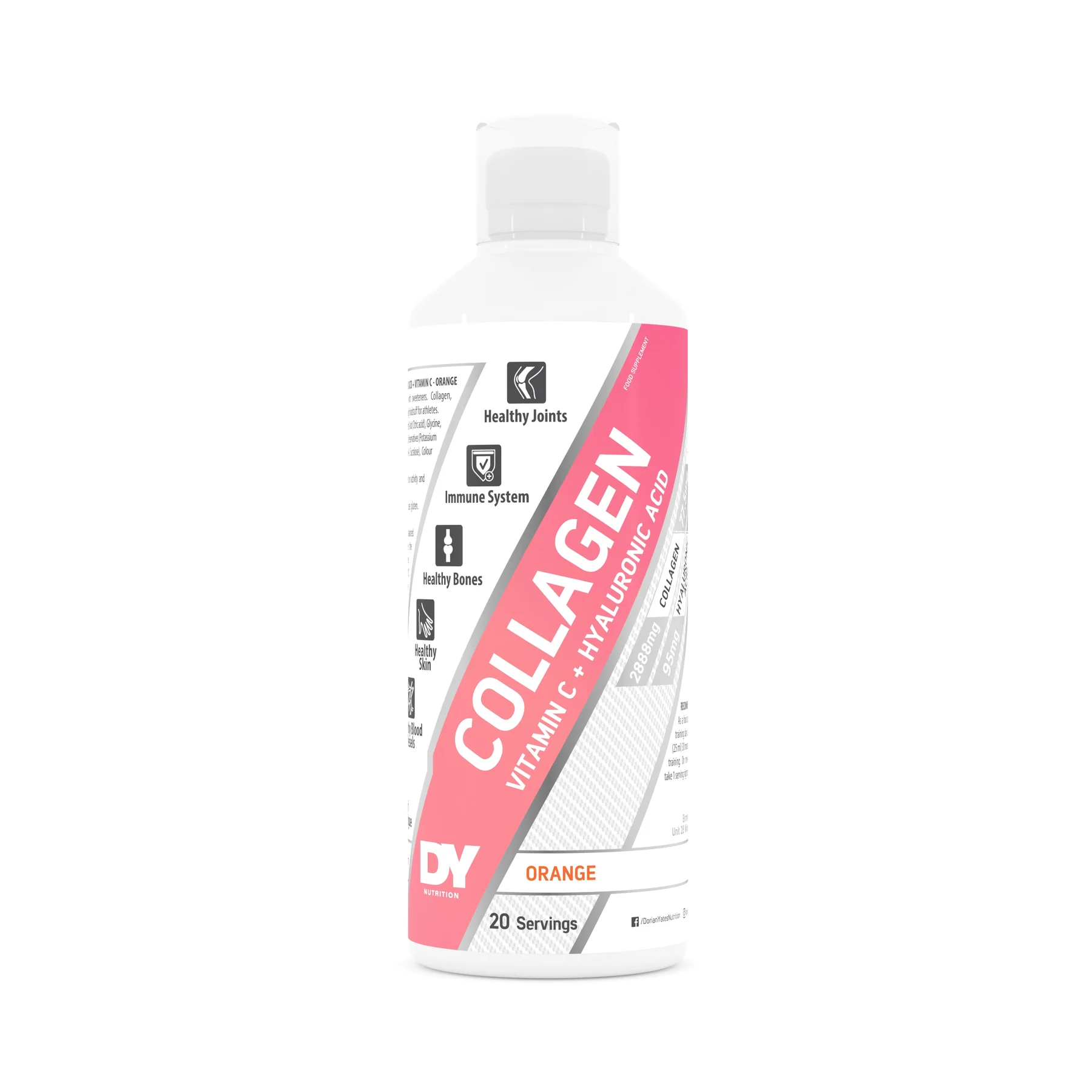 Colagen, DY Nutrition, Collagen + Vitamin C + Hyaluronic Acid, 500ml, lichid Portocale