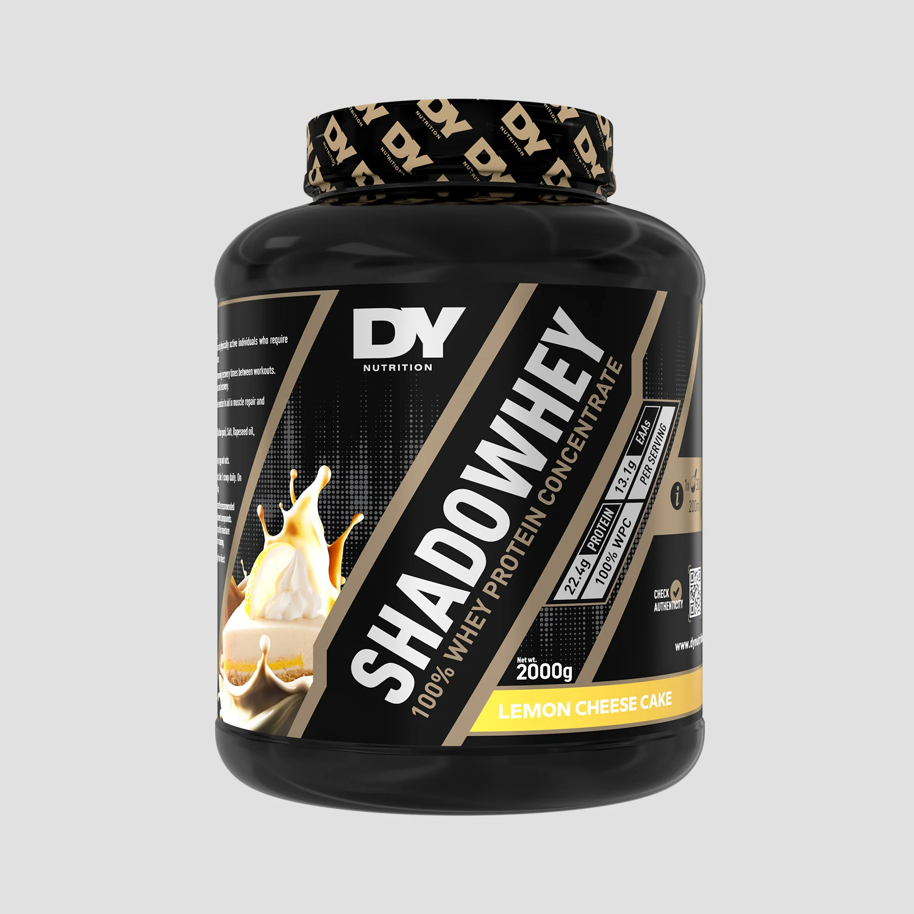 Concetrat proteic din zer, DY Nutrition, Shadowhey 100% Whey Concentrate, 2kg, pudra proteica Lemon Cheesecake