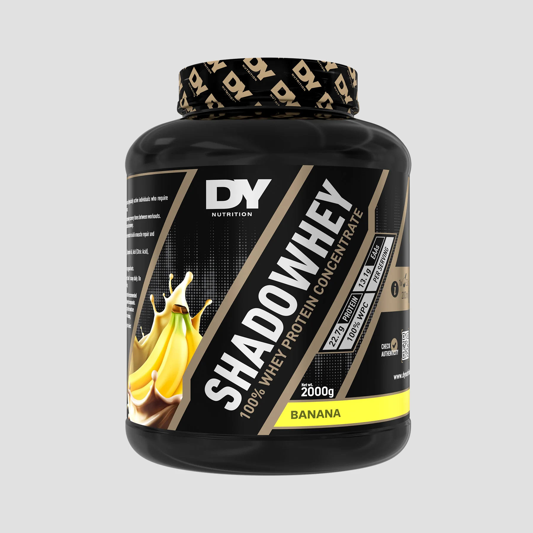 Concetrat proteic din zer, DY Nutrition, Shadowhey 100% Whey Concentrate, 2kg, pudra proteica Banana