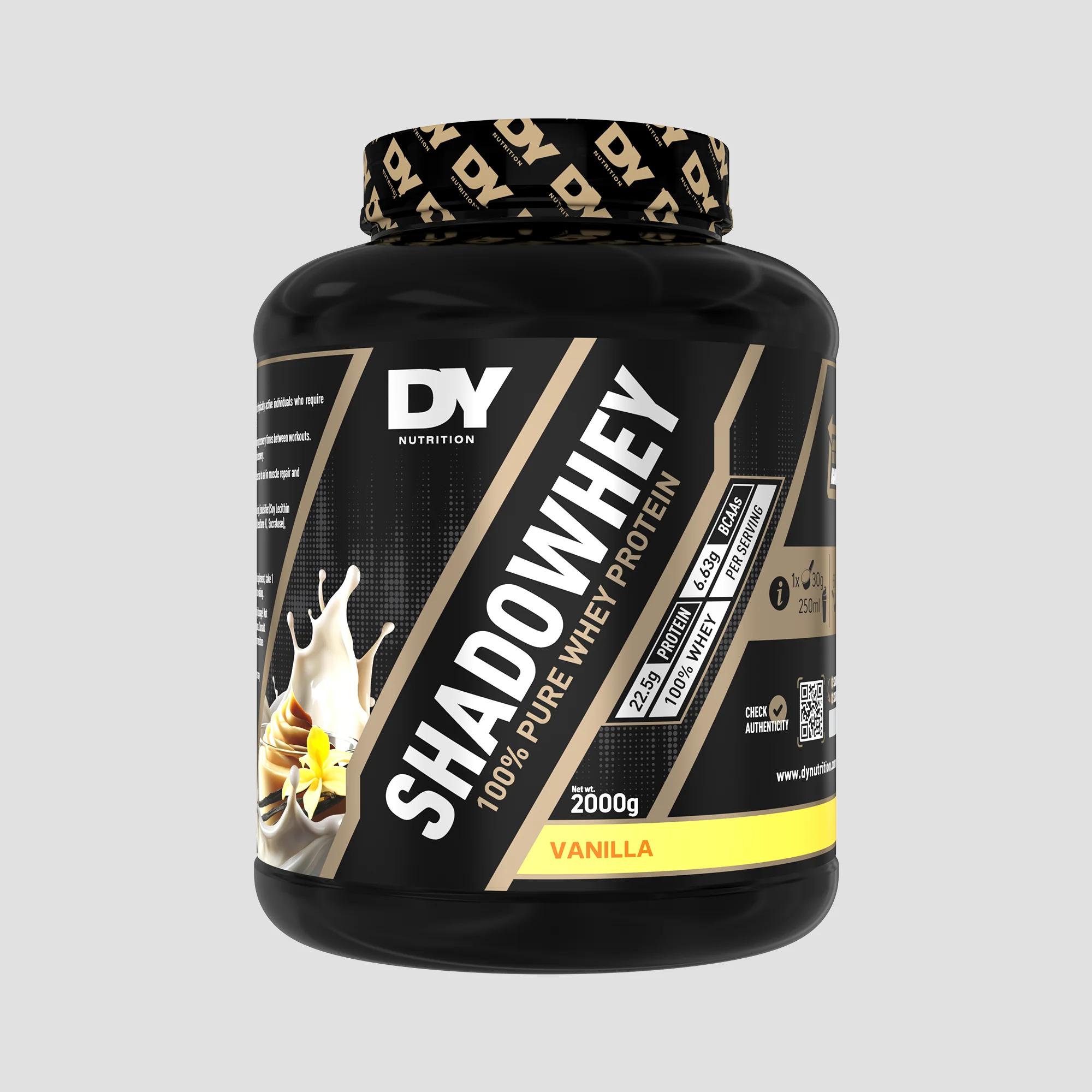Concetrat proteic din zer, DY Nutrition, Shadowhey 100% Whey Concentrate, 2kg, pudra proteica Vanilla