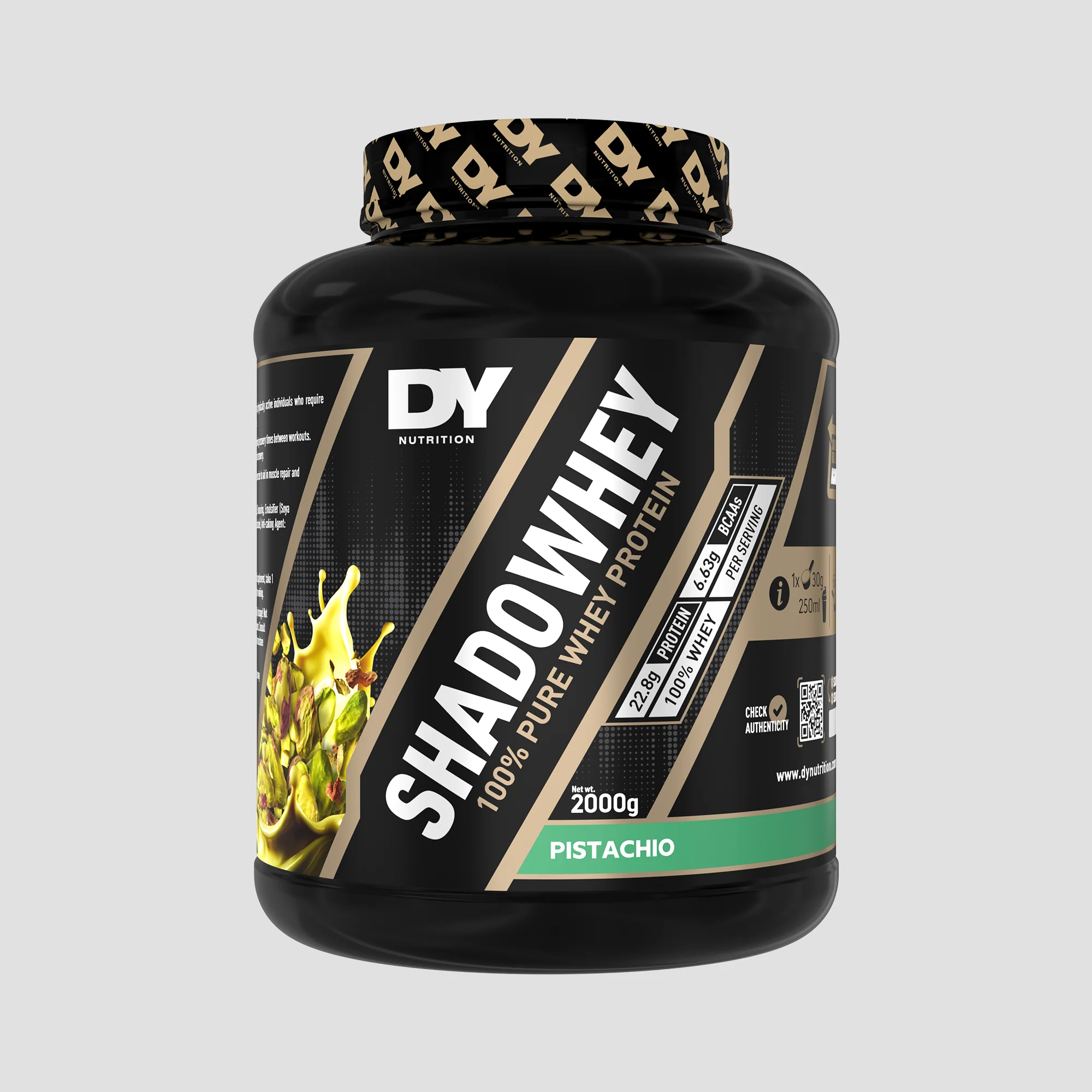 Concetrat proteic din zer, DY Nutrition, Shadowhey 100% Whey Concentrate, 2kg, pudra proteica Pistachio