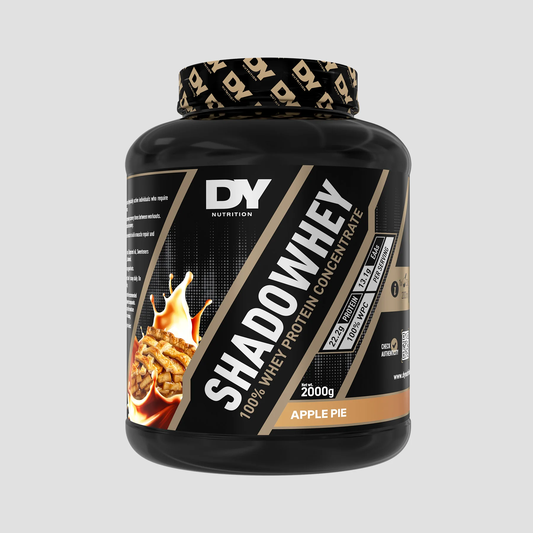 Concetrat proteic din zer, DY Nutrition, Shadowhey 100% Whey Concentrate, 2kg, pudra proteica Apple Pie