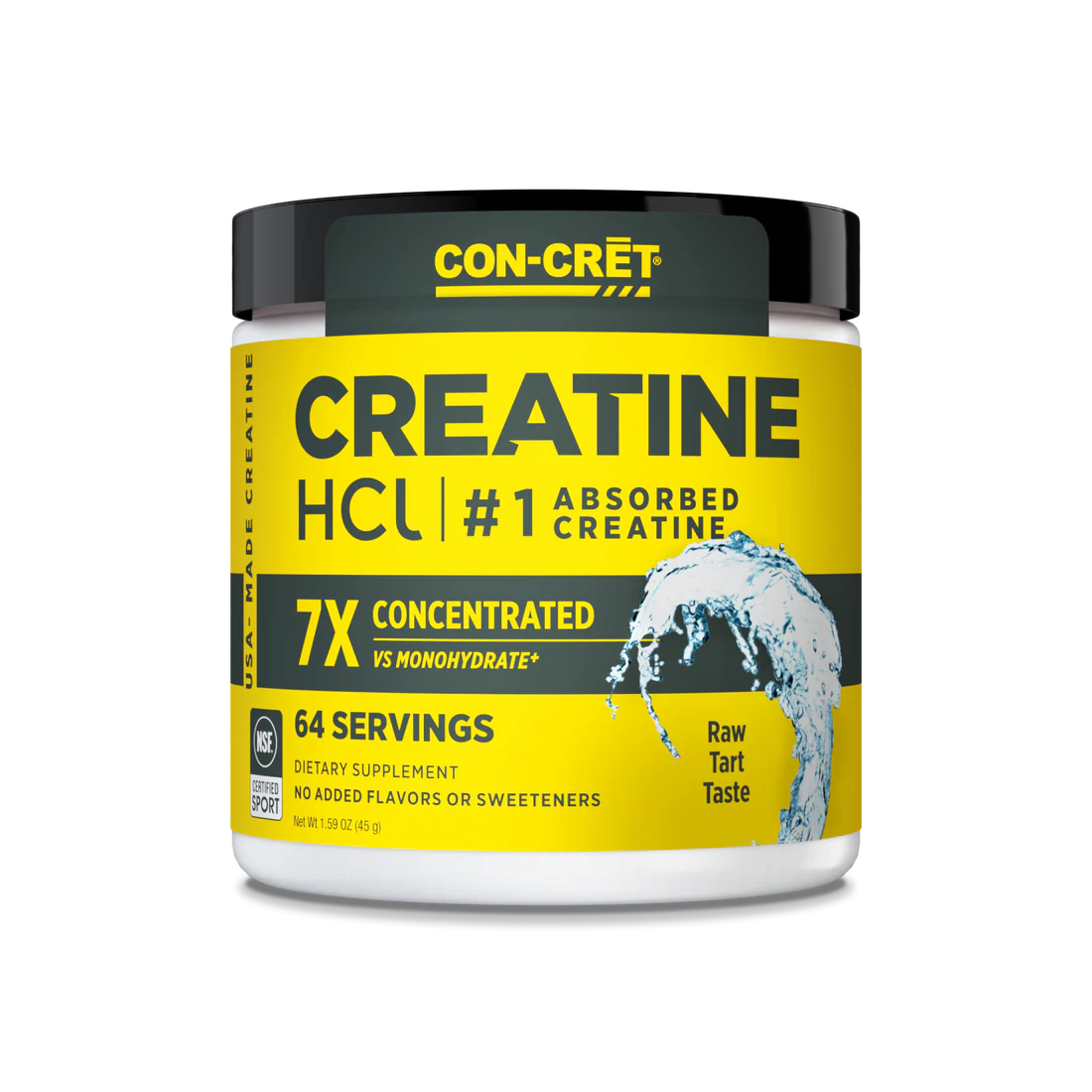Creatina hidroclorid, Con-Cret, Creatine HCl, 61.4 grame, 64 de serviri, pudra Raw Tart Taste