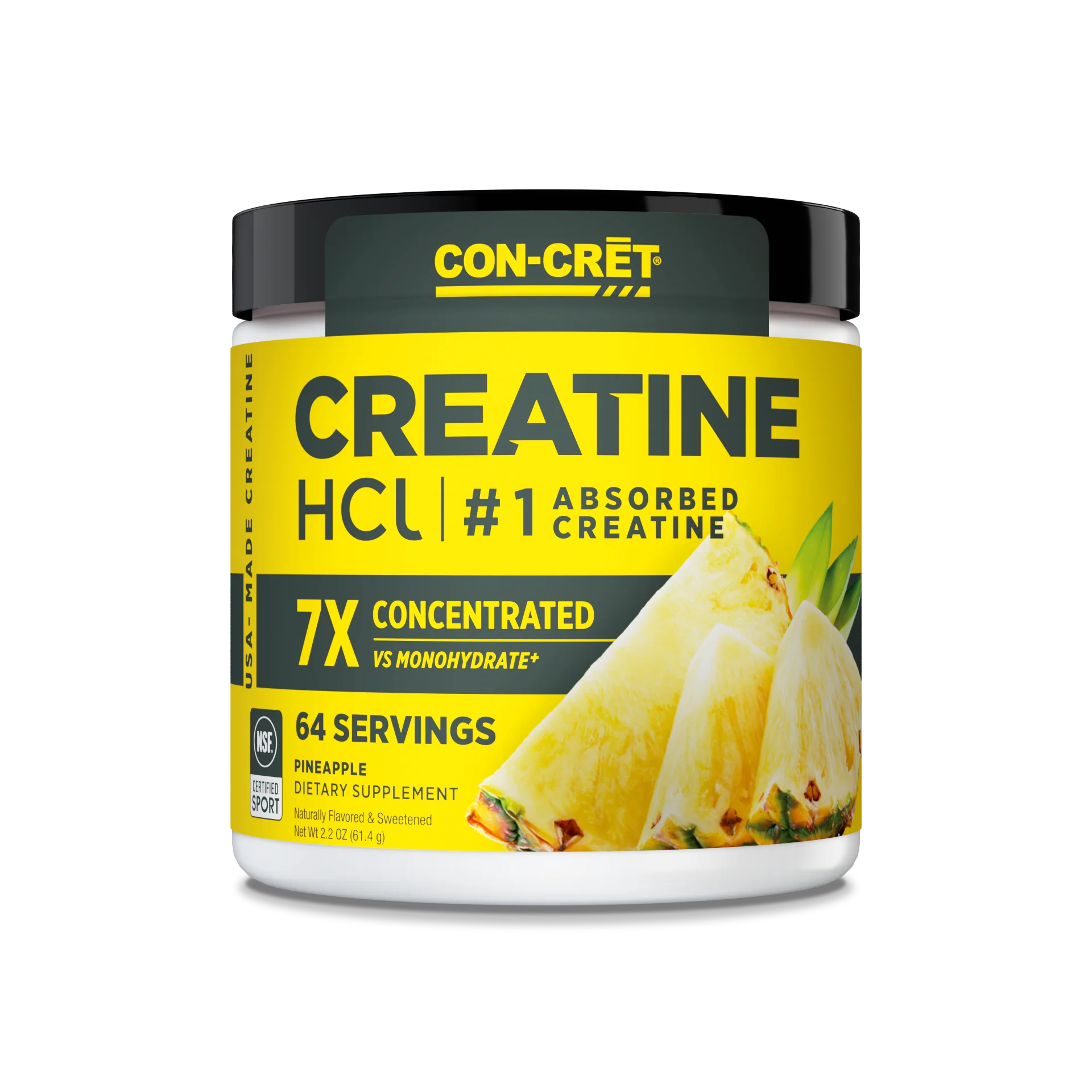 Creatina hidroclorid, Con-Cret, Creatine HCl, 61.4 grame, 64 de serviri, pudra Pineapple