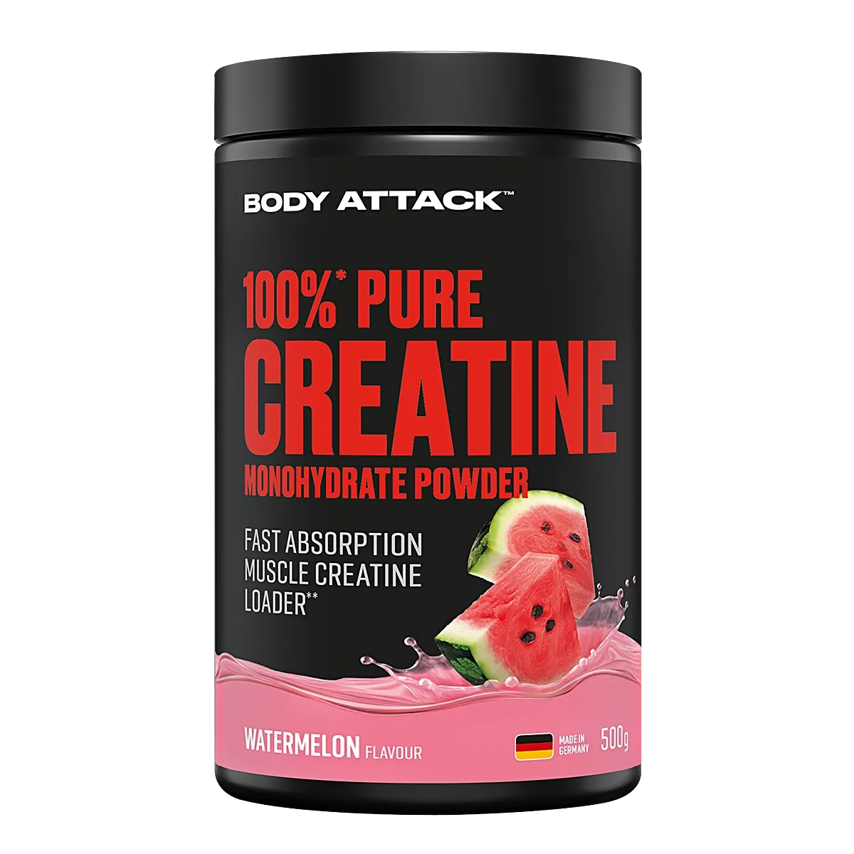 Creatina monohidrata, Body Attack, 100% Pure Creatine Monohydrate Powder, 500 de grame, pudra Watermelon