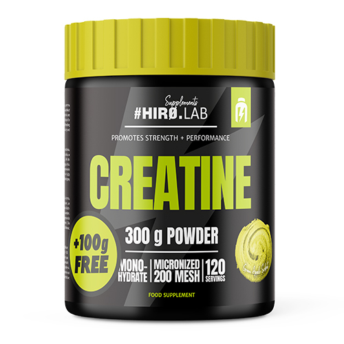 Creatina monohidrata, Hiro.Lab, Creatine micronized 200 Mesh, 300+100 de grame, pudra Green Apple Sorbet