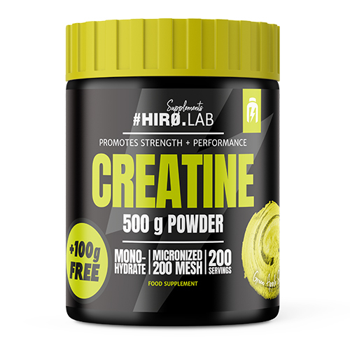Creatina monohidrata, Hiro.Lab, Creatine micronized 200 mesh, 500 de grame+100 de grame, pudra Green Apple Sorbet