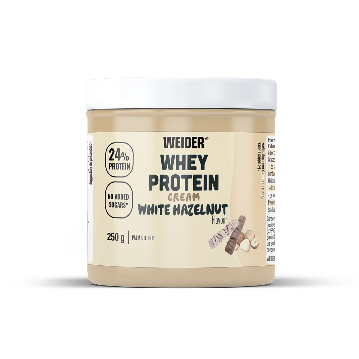 Crema proteica, Weider, Whey Protein Cream, borcan de 250 de grame White Hazelnut