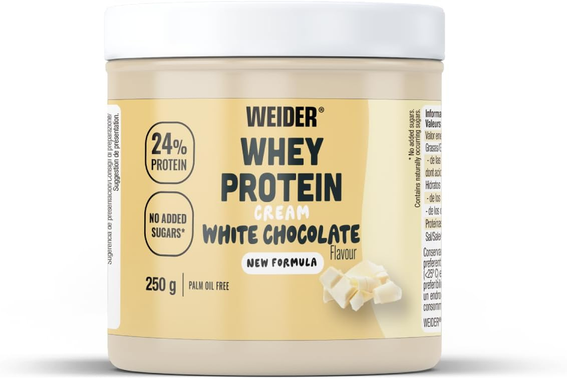 Crema proteica, Weider, Whey Protein Cream, borcan de 250 de grame White Chocolate
