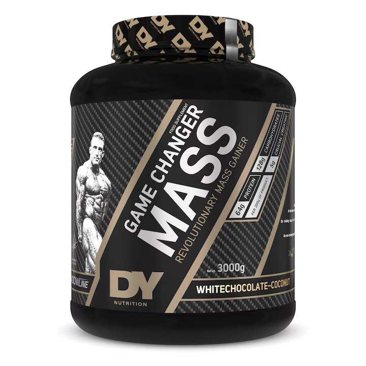 Gainer, DY Nutrition, Game Changer Mass, 3Kg, pudra Ciocolată Albă cu Cocos
