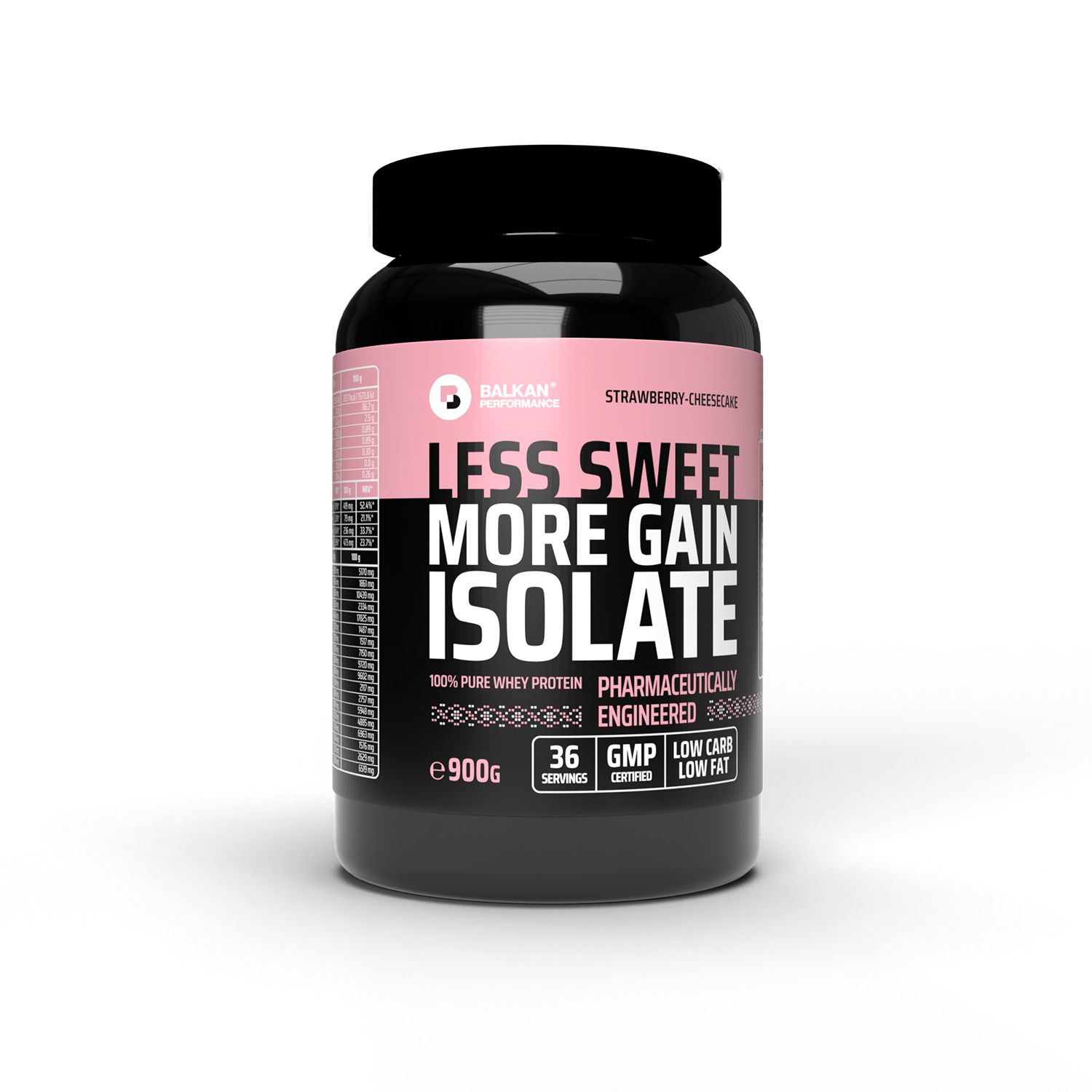 Izolat proteic, Balkan Pharmaceuticals, 100% Pure Whey Isolate, 900 grame, pudra proteica Cheesecake capsuni
