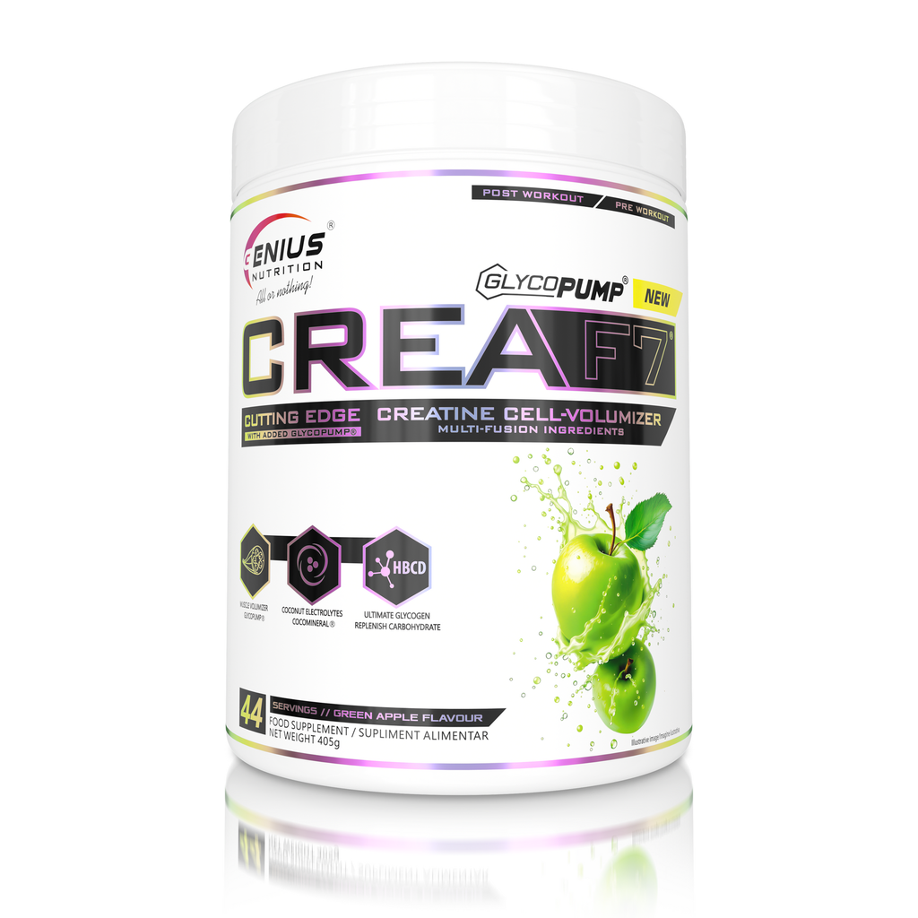 Matrice de creatina, Genius Nutrition, Crea F7, 405 grame, pudra Mar verde