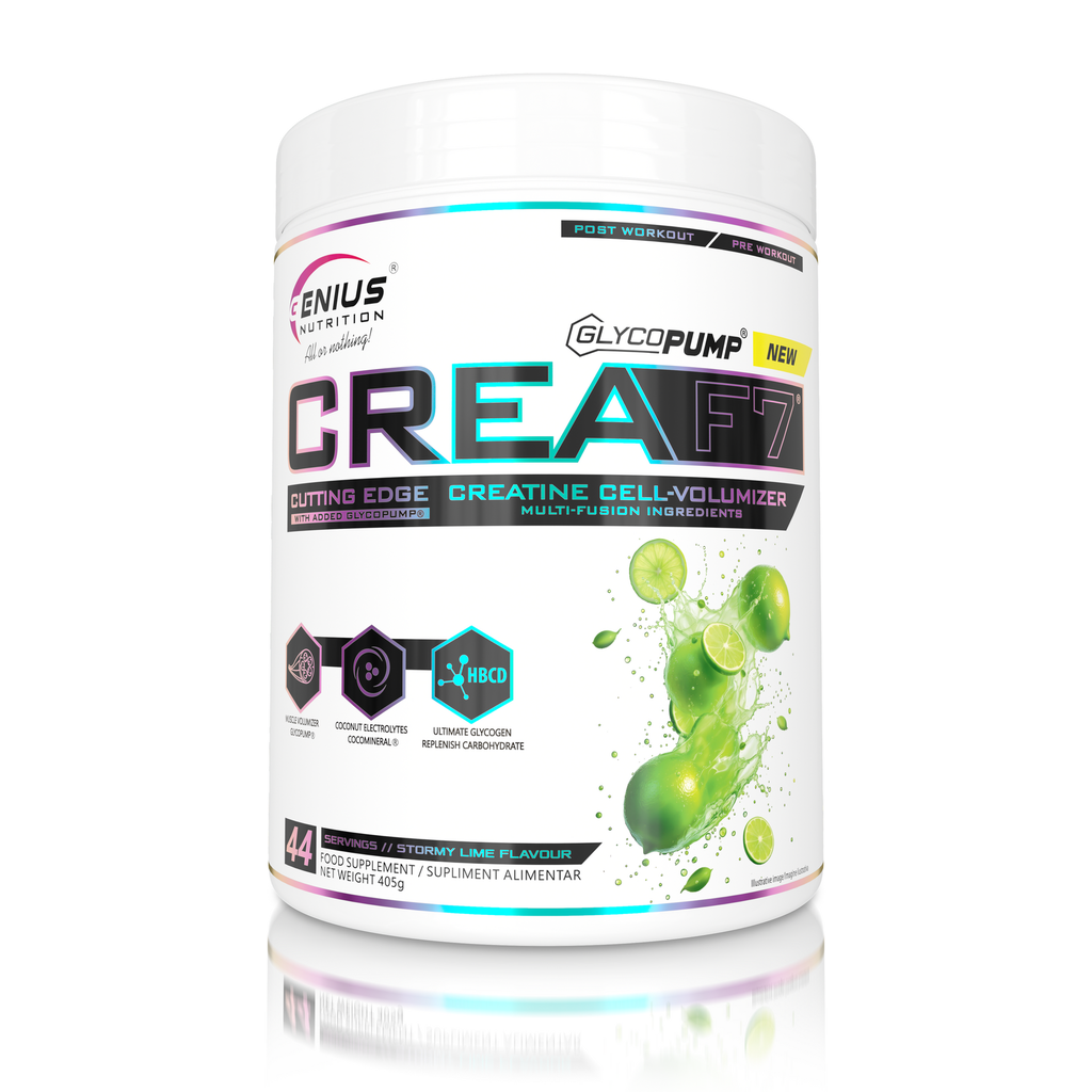Matrice de creatina, Genius Nutrition, Crea F7, 405 grame, pudra Stormy Lime