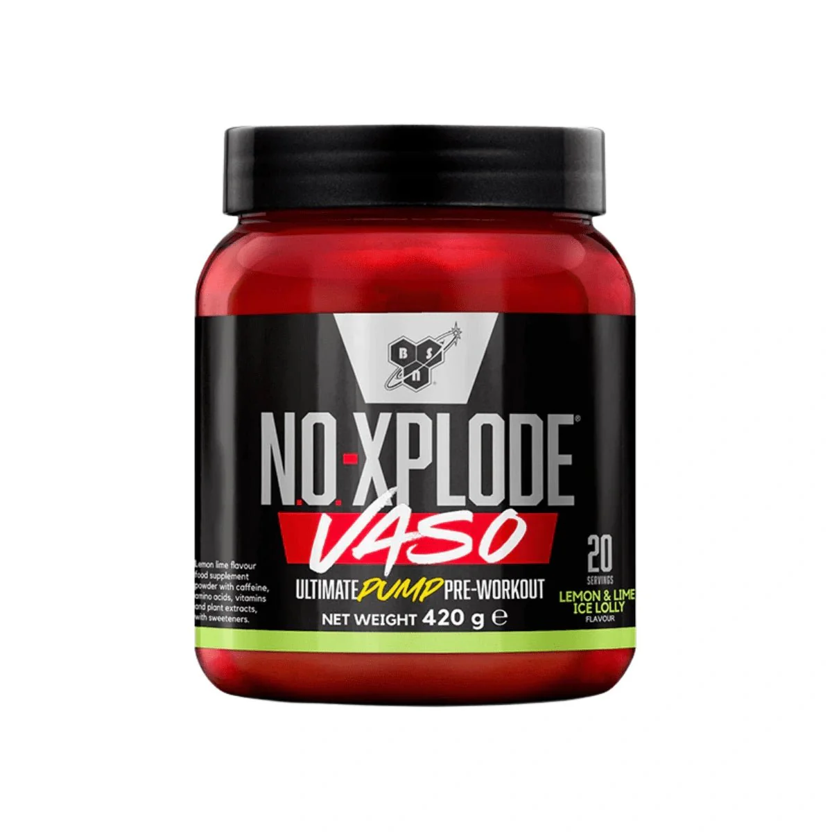 Pre-workout, BSN, N.O. - Xplode Vaso, 420 de grame, pudra Lemon&Lime Ice Lolly