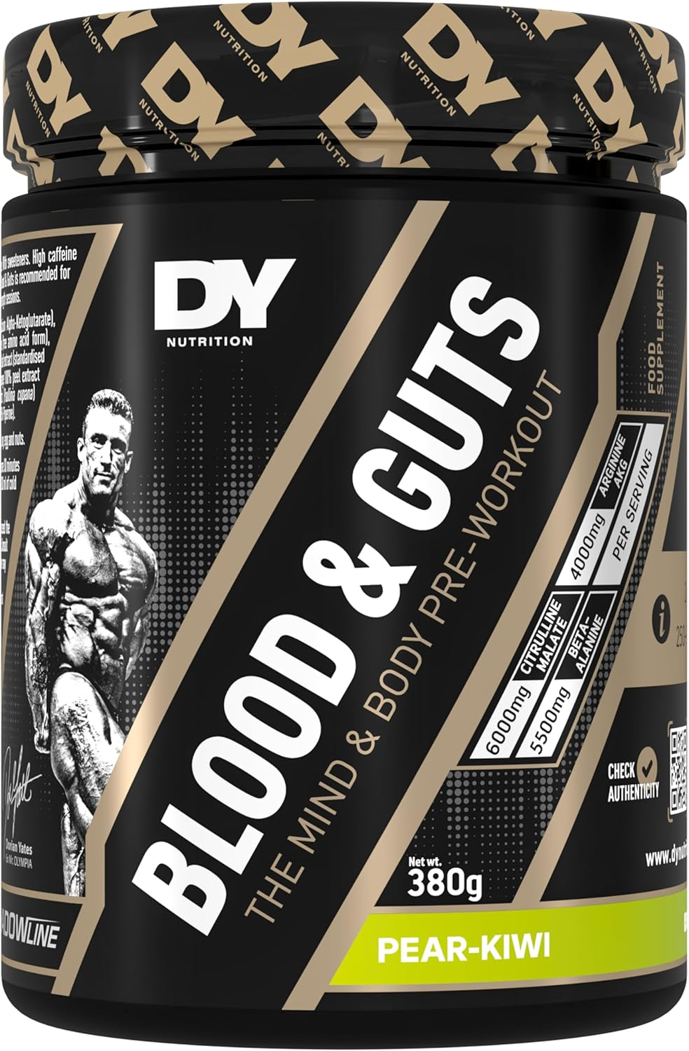 Pre-workout, DY Nutrition, Blood Guts, 380 de grame, pudra Pear&Kiwi