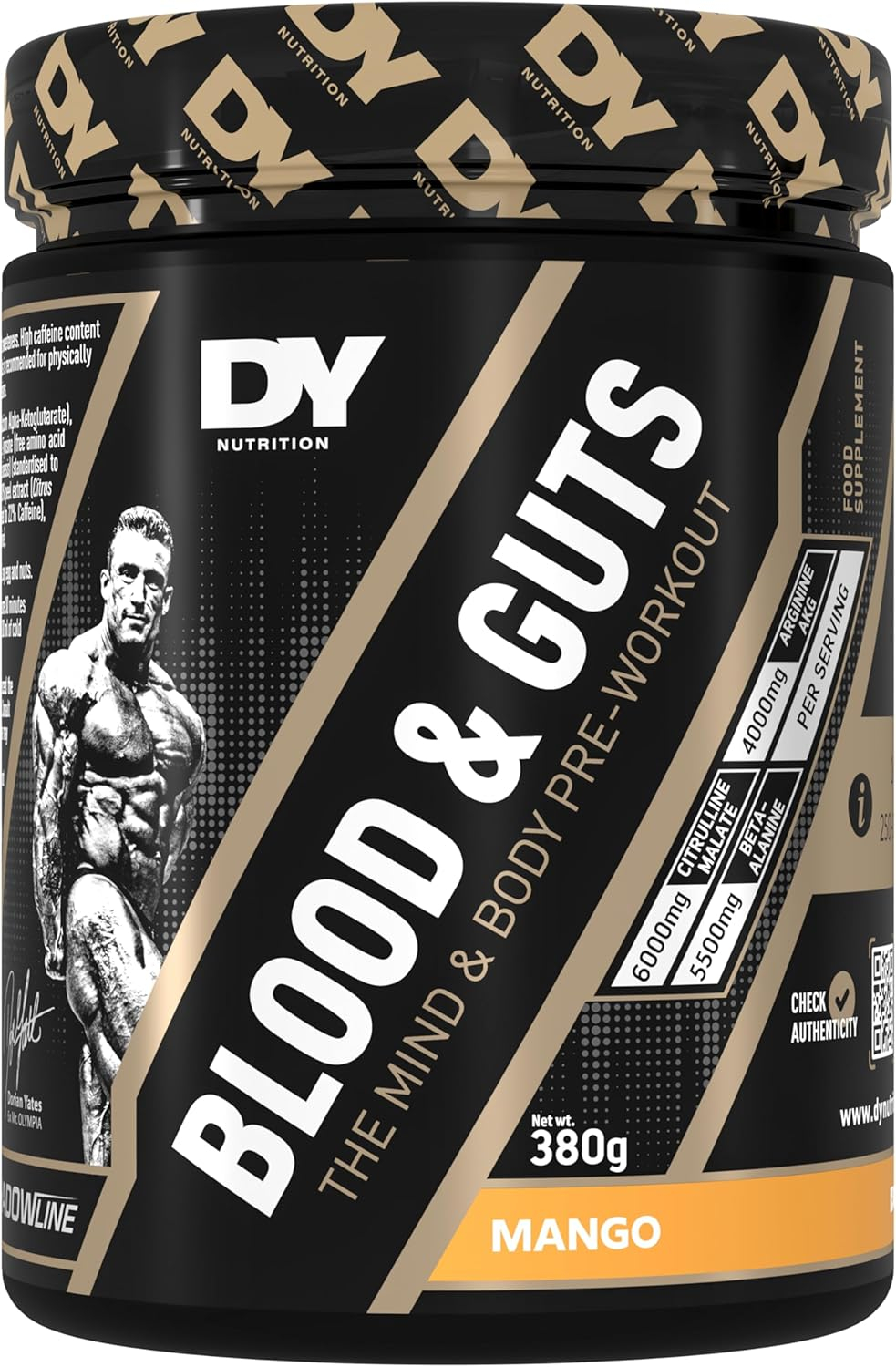 Pre-workout, DY Nutrition, Blood Guts, 380 de grame, pudra Mango