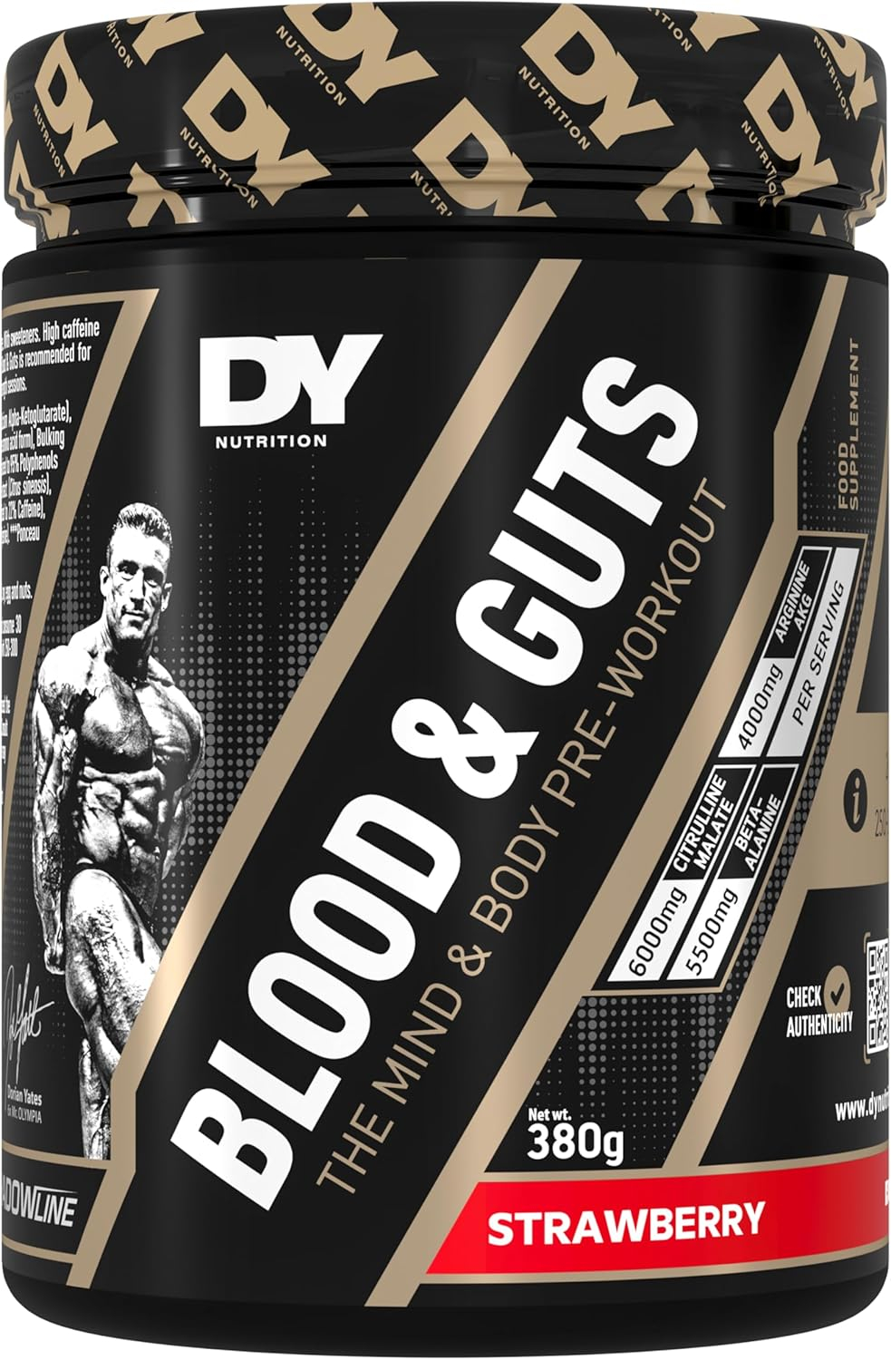Pre-workout, DY Nutrition, Blood Guts, 380 de grame, pudra Strawberry