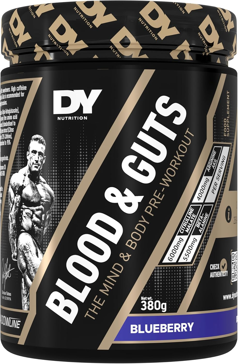 Pre-workout, DY Nutrition, Blood Guts, 380 de grame, pudra Blueberry
