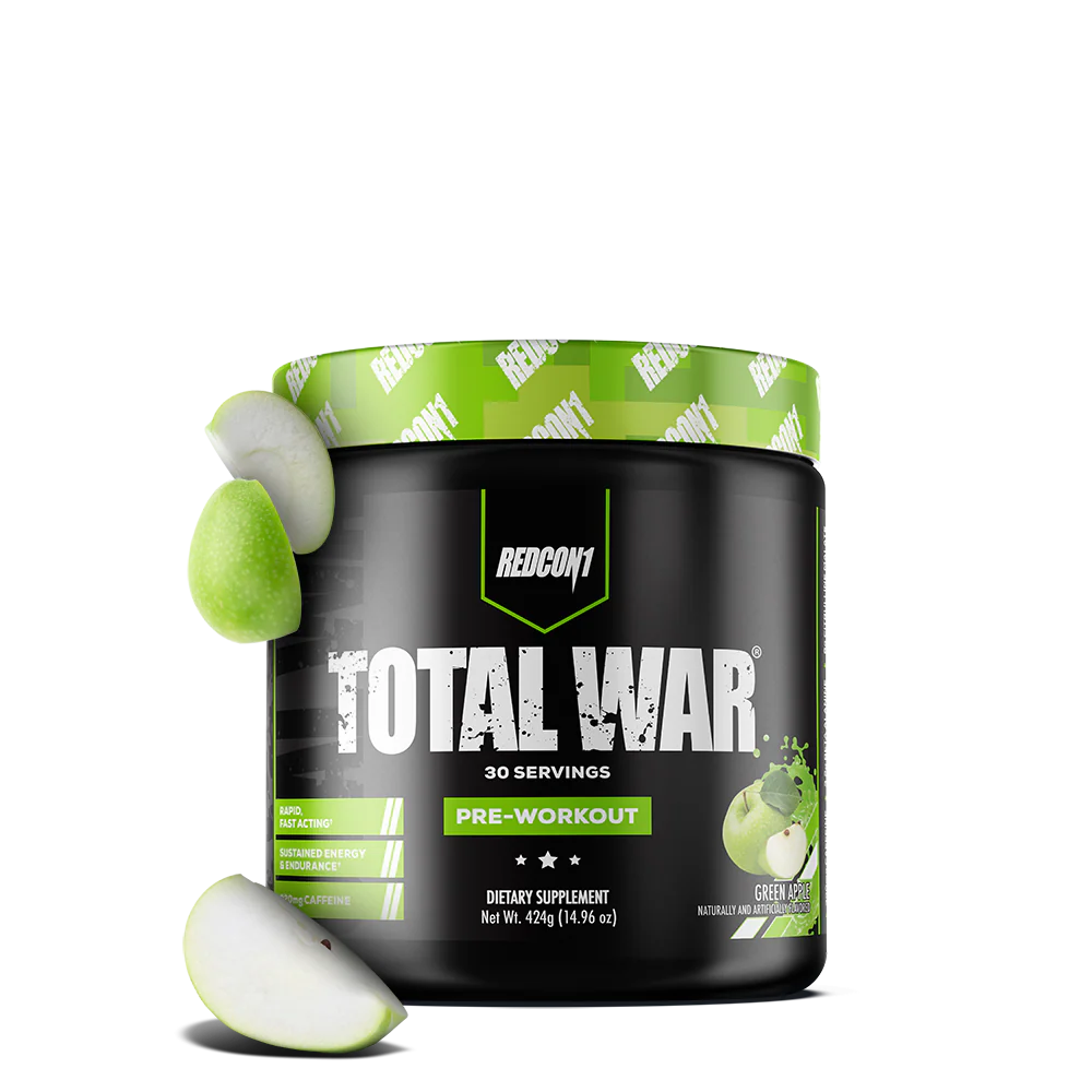 Pre-workout, Redcon1, Total War, 426 de grame, pudra Green Apple