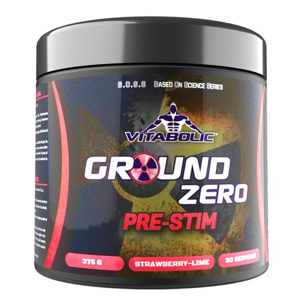 Pre-workout, Vitabolic, Ground Zero Pre-Stim, 375 grame, pudra Strawberry Lime
