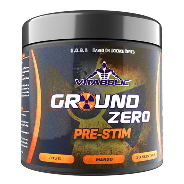 Pre-workout, Vitabolic, Ground Zero Pre-Stim, 375 grame, pudra Mango