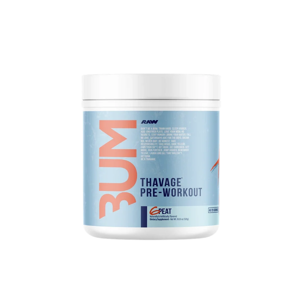 Preworkout cu cofeina, RAW Nutrition, CBUM Thavage, 520 de grame, pudra 6PEAT