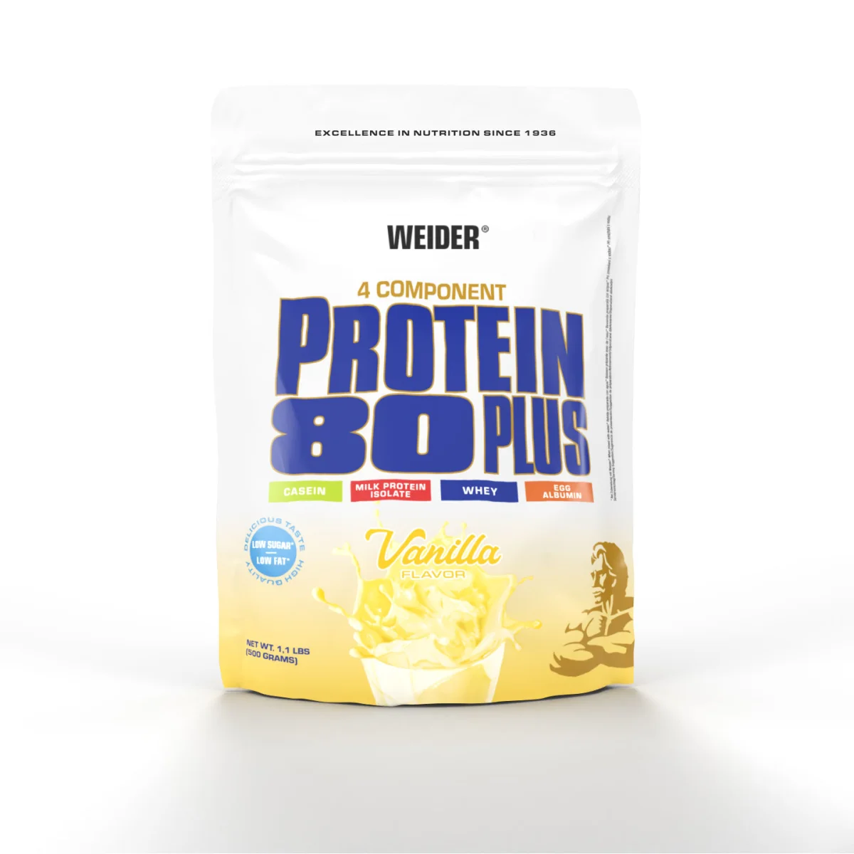 Blend proteic, Weider, 4 Component Protein 80 Plus, 500 de grame, pudra proteica Vanilie