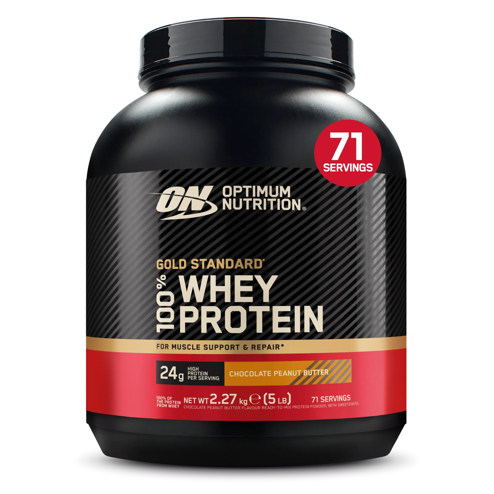 Proteina din zer, Optimum Nutrition, 100% Whey Gold Standard, 2.27kg, pudra proteica Chocolate Peanut Butter