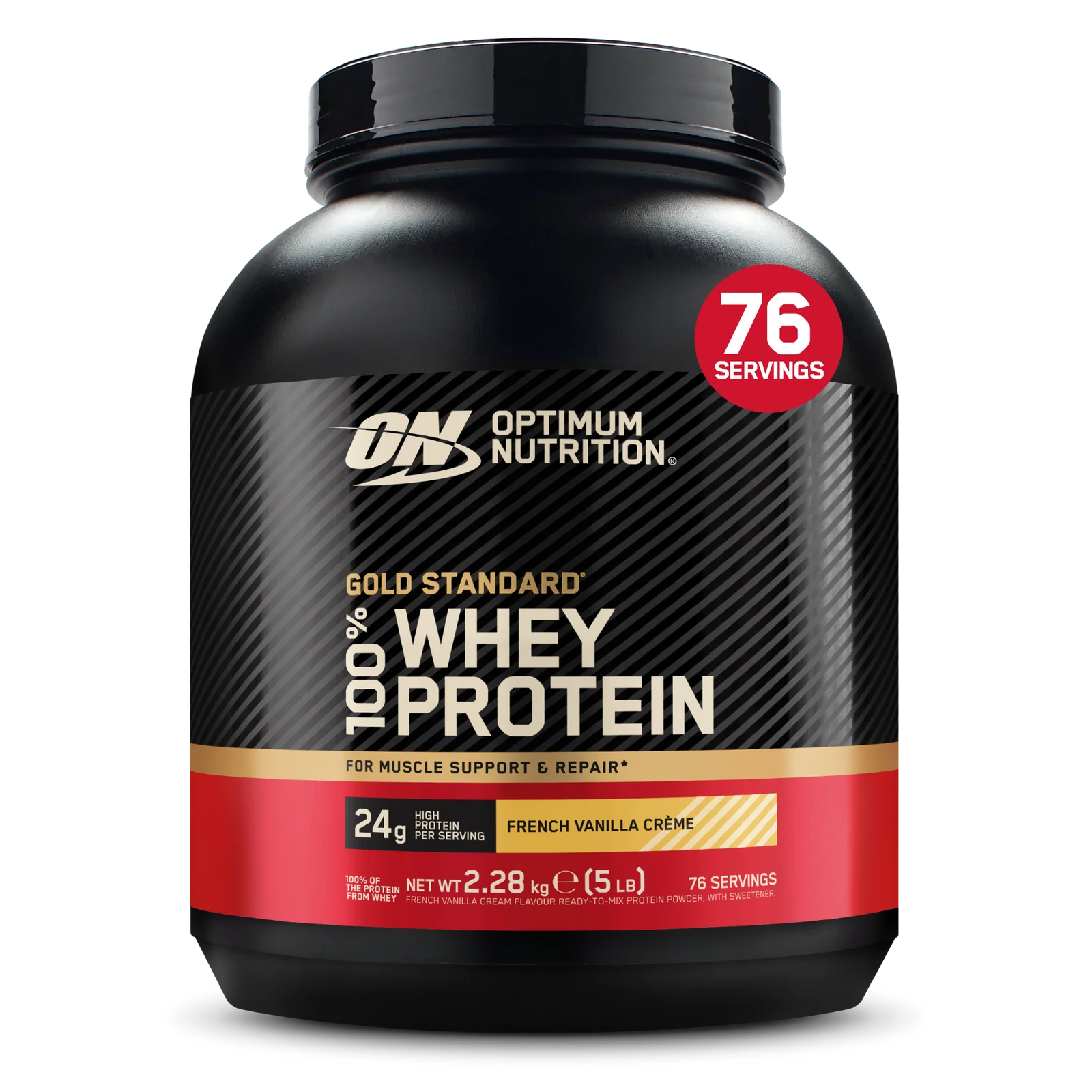 Proteina din zer, Optimum Nutrition, 100% Whey Gold Standard, 2.27kg, pudra proteica French Vanilla Creme