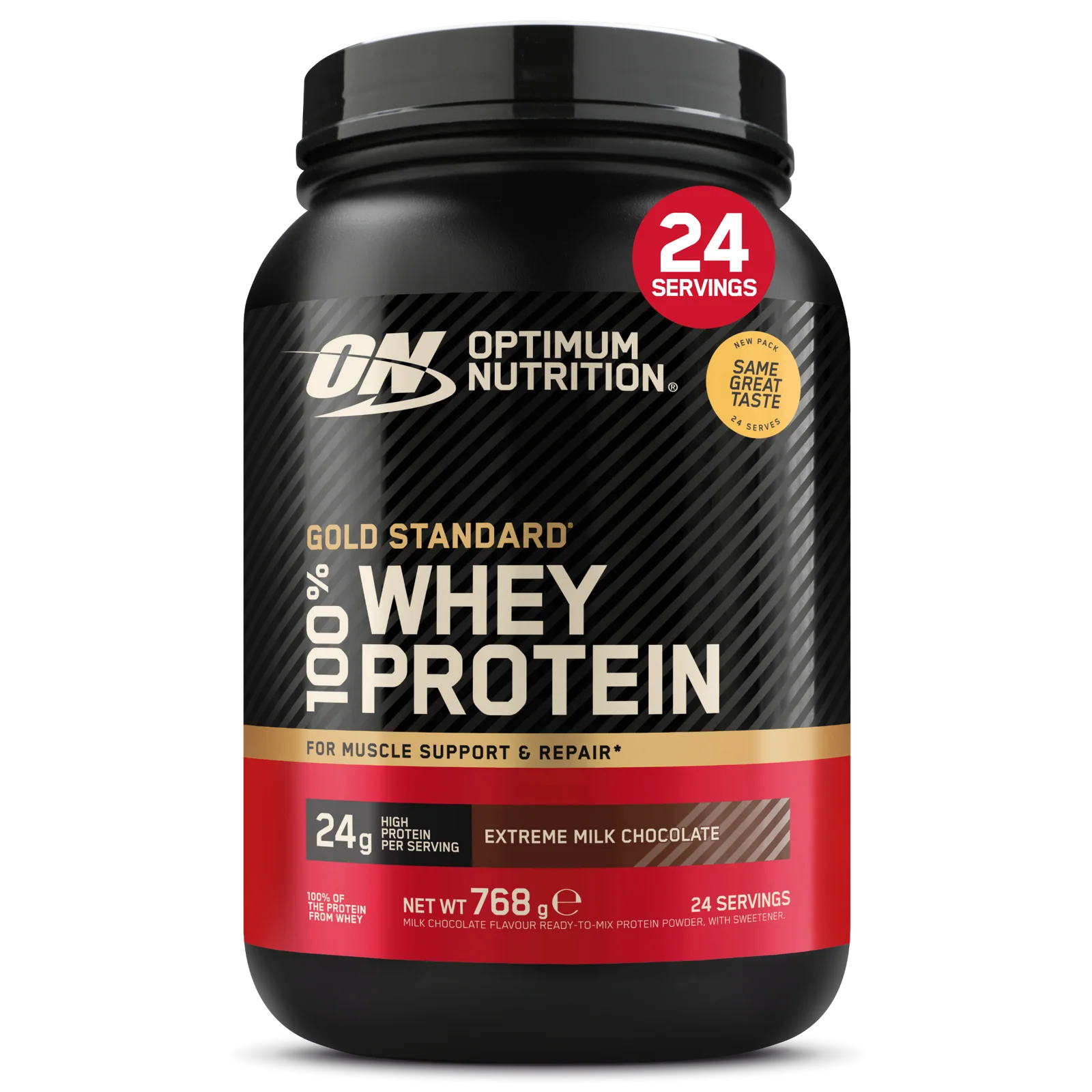 Proteina din zer, Optimum Nutrition, 100% Whey Gold Standard Protein, 750 de grame, pudra proteica Extreme Milk Chocolate